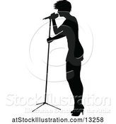 Vector Illustration of Silhouetted Female Singer by AtStockIllustration