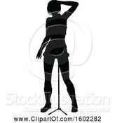 Vector Illustration of Silhouetted Female Singer by AtStockIllustration