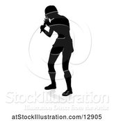 Vector Illustration of Silhouetted Female Singer, with a Reflection or Shadow, on a White Background by AtStockIllustration