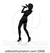 Vector Illustration of Silhouetted Female Singer, with a Reflection or Shadow, on a White Background by AtStockIllustration