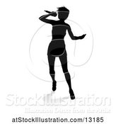 Vector Illustration of Silhouetted Female Singer with a Reflection or Shadow, on a White Background by AtStockIllustration