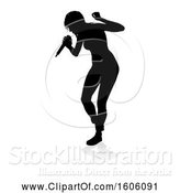 Vector Illustration of Silhouetted Female Singer, with a Reflection or Shadow, on a White Background by AtStockIllustration