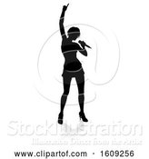 Vector Illustration of Silhouetted Female Singer, with a Reflection or Shadow, on a White Background by AtStockIllustration