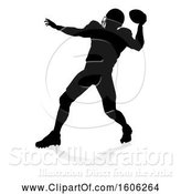 Vector Illustration of Silhouetted Football Player Throwing, with a Reflection or Shadow, on a White Background by AtStockIllustration