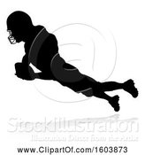 Vector Illustration of Silhouetted Football Player, with a Reflection or Shadow, on a White Background by AtStockIllustration