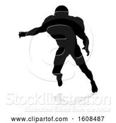 Vector Illustration of Silhouetted Football Player, with a Reflection or Shadow, on a White Background by AtStockIllustration