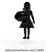 Vector Illustration of Silhouetted Girl Holding a Ball with a Reflection or Shadow, on a White Background by AtStockIllustration