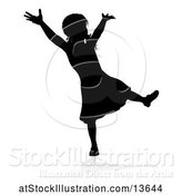 Vector Illustration of Silhouetted Girl Playing with a Reflection or Shadow, on a White Background by AtStockIllustration