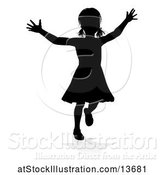 Vector Illustration of Silhouetted Girl Playing with a Reflection or Shadow, on a White Background by AtStockIllustration