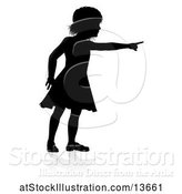 Vector Illustration of Silhouetted Girl Pointing with a Reflection or Shadow, on a White Background by AtStockIllustration