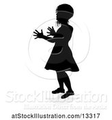 Vector Illustration of Silhouetted Girl Ready to Catch a Ball, with a Reflection or Shadow, on a White Background by AtStockIllustration