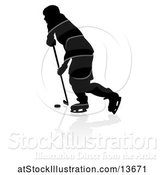 Vector Illustration of Silhouetted Hockey Player, with a Reflection or Shadow by AtStockIllustration