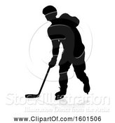 Vector Illustration of Silhouetted Hockey Player, with a Reflection or Shadow by AtStockIllustration