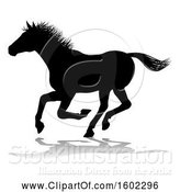 Vector Illustration of Silhouetted Horse, with a Reflection or Shadow, on a White Background by AtStockIllustration