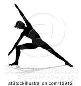 Vector Illustration of Silhouetted Lady in a Yoga Pose, with a Reflection or Shadow, on a White Background by AtStockIllustration