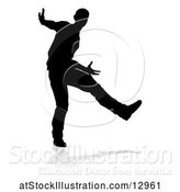 Vector Illustration of Silhouetted Male Dancer, with a Reflection or Shadow, on a White Background by AtStockIllustration