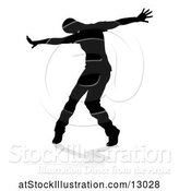 Vector Illustration of Silhouetted Male Dancer, with a Reflection or Shadow, on a White Background by AtStockIllustration