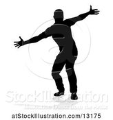 Vector Illustration of Silhouetted Male Dancer, with a Reflection or Shadow, on a White Background by AtStockIllustration