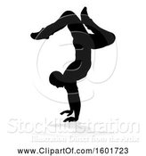 Vector Illustration of Silhouetted Male Dancer, with a Reflection or Shadow, on a White Background by AtStockIllustration