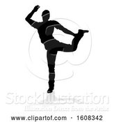 Vector Illustration of Silhouetted Male Dancer, with a Reflection or Shadow, on a White Background by AtStockIllustration