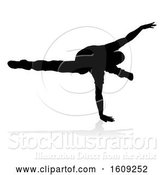 Vector Illustration of Silhouetted Male Dancer, with a Reflection or Shadow, on a White Background by AtStockIllustration