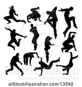 Vector Illustration of Silhouetted Male Dancers by AtStockIllustration