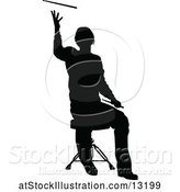 Vector Illustration of Silhouetted Male Drummer by AtStockIllustration