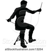 Vector Illustration of Silhouetted Male Drummer by AtStockIllustration