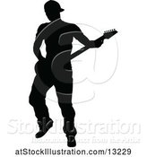 Vector Illustration of Silhouetted Male Guitarist by AtStockIllustration