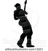 Vector Illustration of Silhouetted Male Guitarist by AtStockIllustration