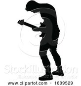 Vector Illustration of Silhouetted Male Guitarist by AtStockIllustration