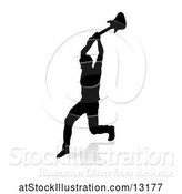 Vector Illustration of Silhouetted Male Guitarist Smashing His Guitar, with a Reflection or Shadow, on a White Background by AtStockIllustration