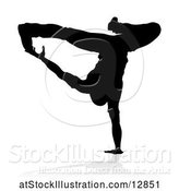 Vector Illustration of Silhouetted Male Hip Hop Dancer, with a Reflection or Shadow, on a White Background by AtStockIllustration