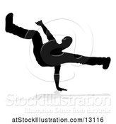 Vector Illustration of Silhouetted Male Hip Hop Dancer with a Reflection or Shadow, on a White Background by AtStockIllustration