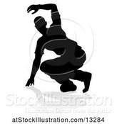 Vector Illustration of Silhouetted Male Hip Hop Dancer with a Reflection or Shadow, on a White Background by AtStockIllustration