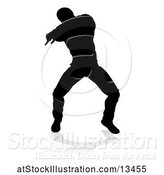 Vector Illustration of Silhouetted Male Hip Hop Dancer with a Reflection or Shadow, on a White Background by AtStockIllustration