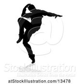 Vector Illustration of Silhouetted Male Hip Hop Dancer with a Reflection or Shadow, on a White Background by AtStockIllustration