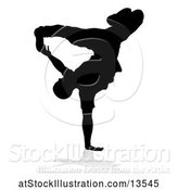 Vector Illustration of Silhouetted Male Hip Hop Dancer with a Reflection or Shadow, on a White Background by AtStockIllustration