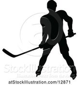 Vector Illustration of Silhouetted Male Ice Hockey Player by AtStockIllustration