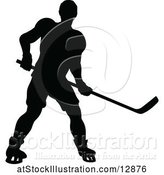 Vector Illustration of Silhouetted Male Ice Hockey Player by AtStockIllustration