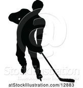 Vector Illustration of Silhouetted Male Ice Hockey Player by AtStockIllustration