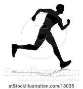 Vector Illustration of Silhouetted Male Runner, with a Reflection or Shadow, on a White Background by AtStockIllustration
