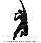 Vector Illustration of Silhouetted Male Singer by AtStockIllustration