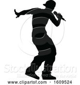 Vector Illustration of Silhouetted Male Singer by AtStockIllustration