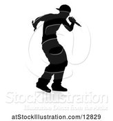 Vector Illustration of Silhouetted Male Singer, with a Reflection or Shadow, on a White Background by AtStockIllustration