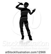 Vector Illustration of Silhouetted Male Singer, with a Reflection or Shadow, on a White Background by AtStockIllustration