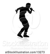 Vector Illustration of Silhouetted Male Singer with a Reflection or Shadow, on a White Background by AtStockIllustration