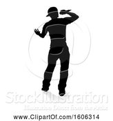 Vector Illustration of Silhouetted Male Singer, with a Reflection or Shadow, on a White Background by AtStockIllustration