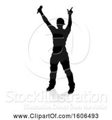 Vector Illustration of Silhouetted Male Singer, with a Reflection or Shadow, on a White Background by AtStockIllustration