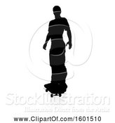 Vector Illustration of Silhouetted Male Skateboarder with a Reflection or Shadow, on a White Background by AtStockIllustration